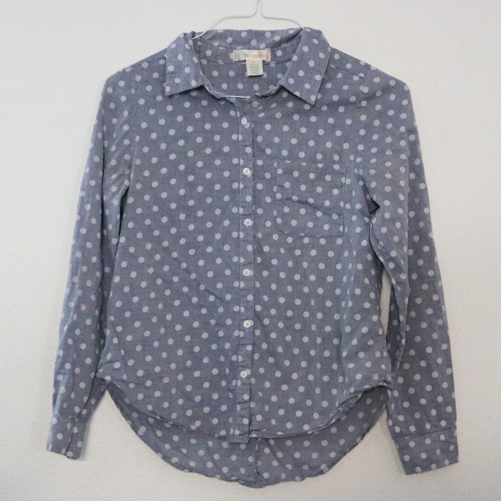Band of Gypsies Polka Dot Open Back Chambray Top